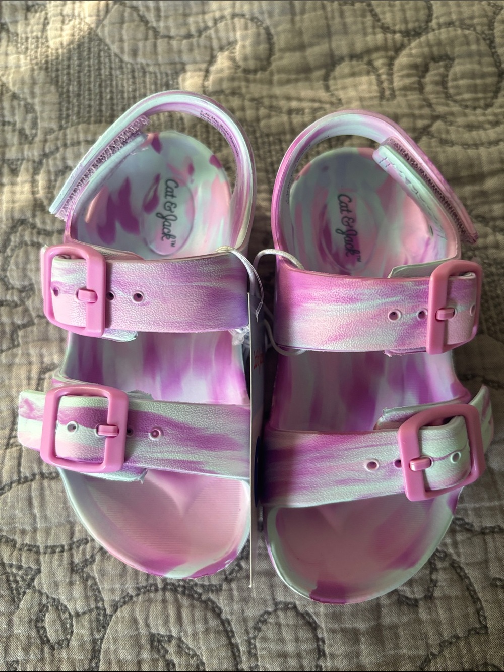 Cat & Jack Pink and White Marble Buckle Sandals for Kids
